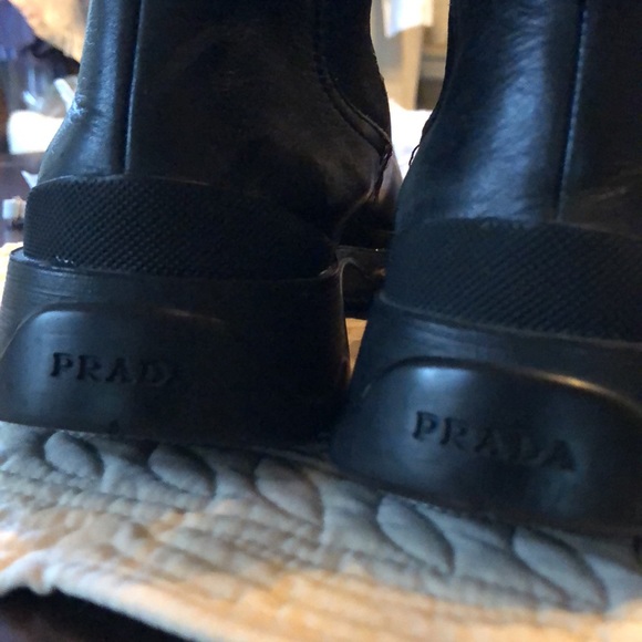 Prada Women’s Made In Italy Chunky Sole stretchy sides pull on rugged booties - Picture 7 of 15